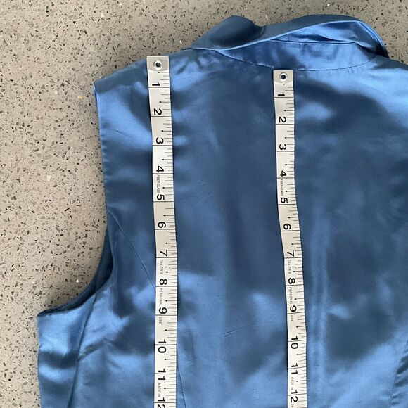 100% Silk Vintage Coldwater Creek Dress Blue Maxi Sleeveless Button Front 10 - Picture 6 of 9